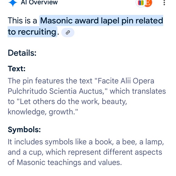 PIN OLD MASONIC TEACHER SYBLE - Picture 2 of 2